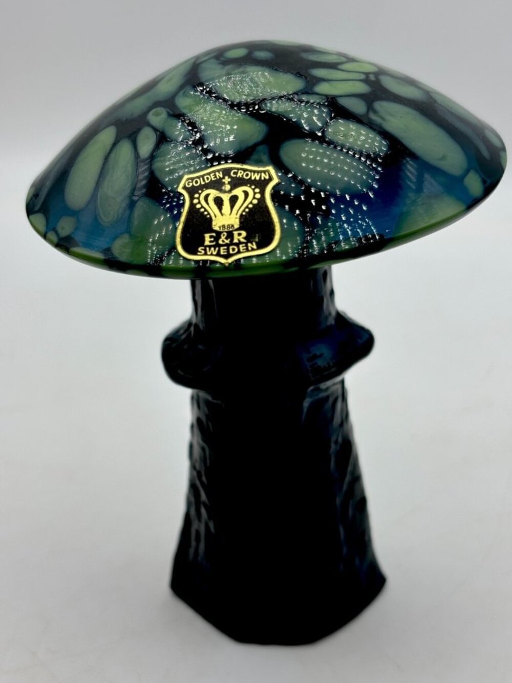 Bo Borgstrom Åseda Ebeling Reuss Sweden Hand Blown Glass Mushroom-4 inch